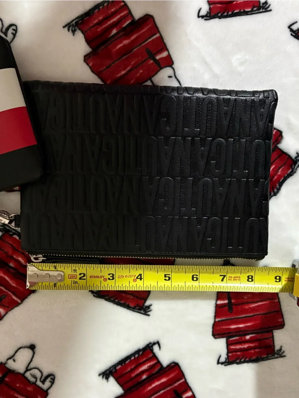 Nautica Black Embossed Leather Card & Key Pouch with Red, White & Blue Tag